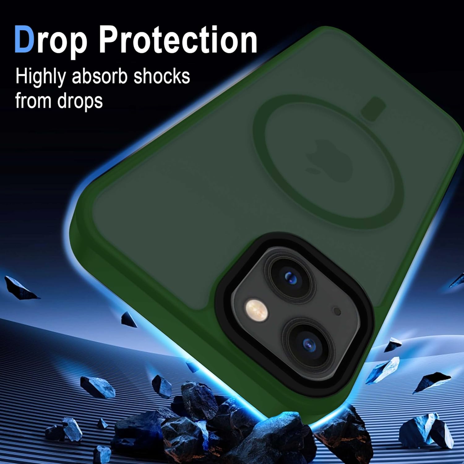 Detalle 2 de XTCASE Coque iPhone 13 Magnétique – Transparent Vert Foncé, MagSafe compatible