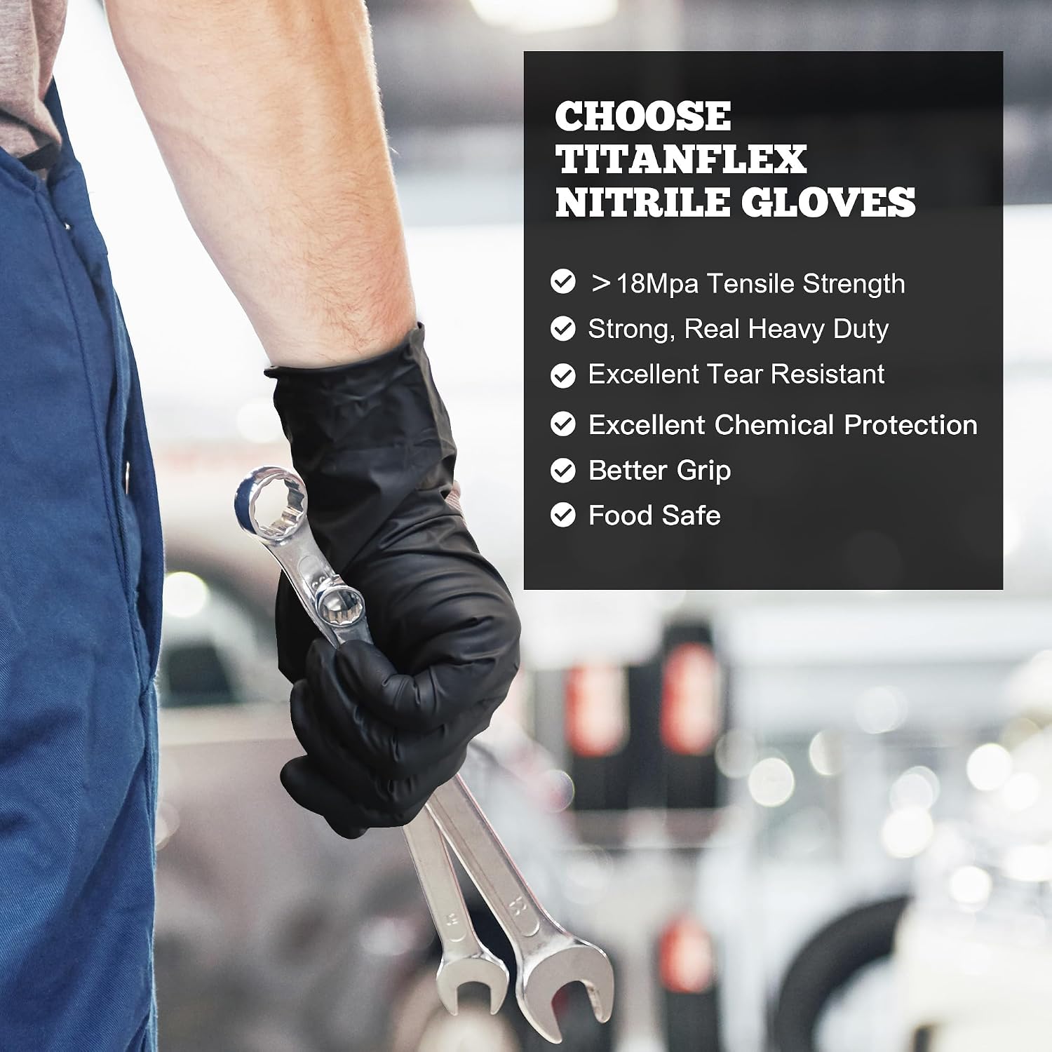 Detalle 2 de TitanFlex Nitrile Exam Gloves 6-mil