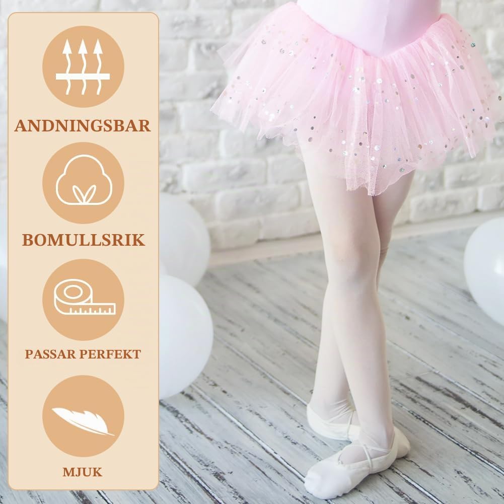 Detalle de AOMIG balettstrumpbyxor för flickor, 40 DEN med vit fot, storlek L–XL