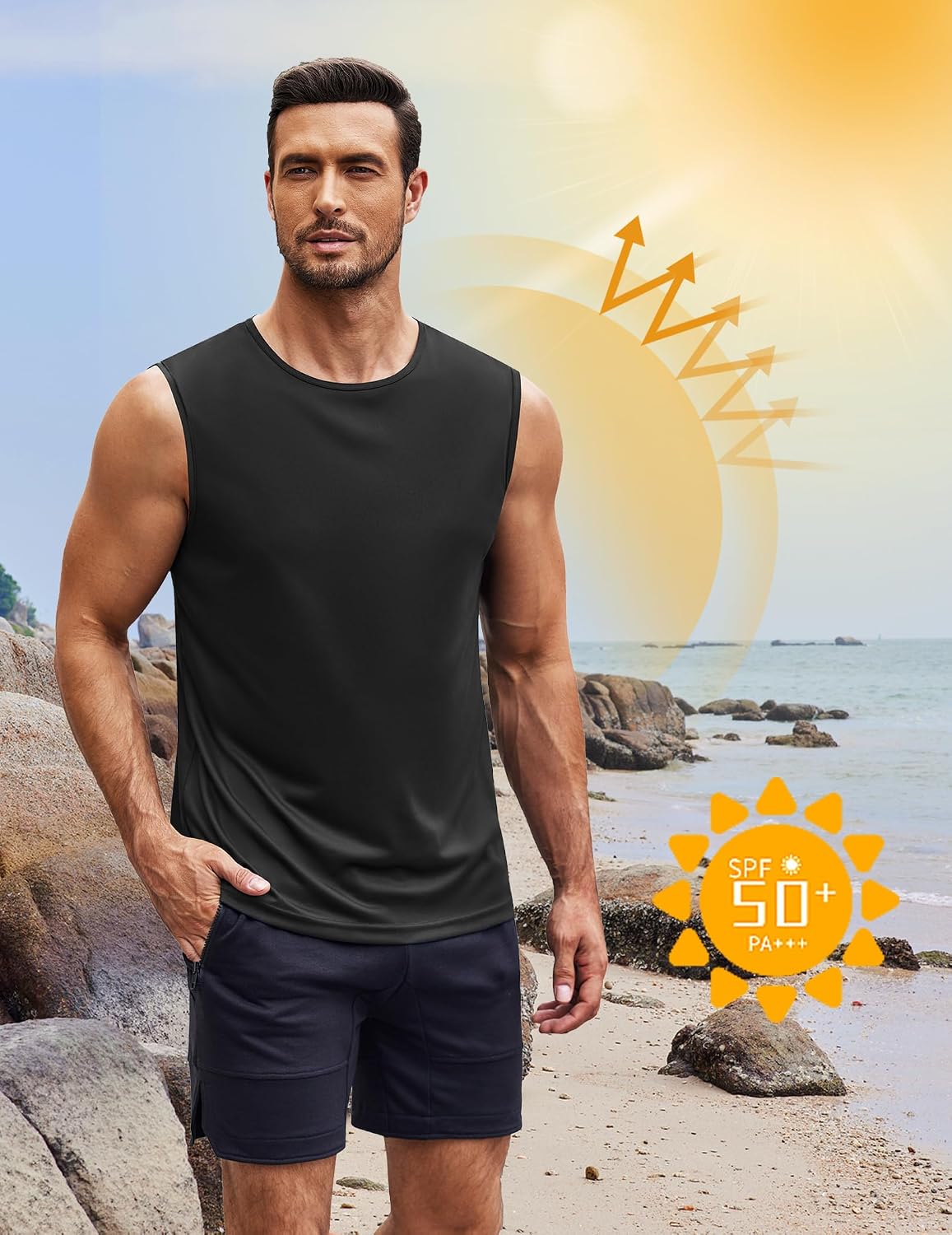 Detalle de COOFANDY Men's Tank Top 2-Pack / 3-Pack: Quick-Dry, UPF 50+ Sleeveless Training Vest