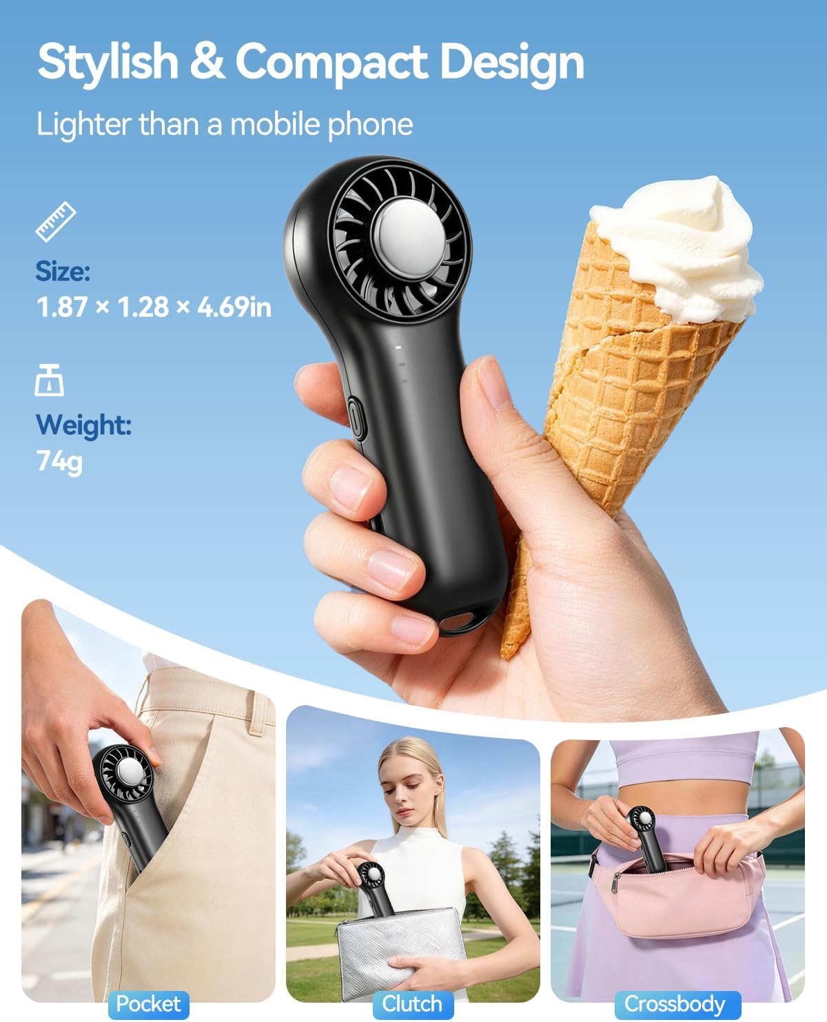 Thumbnail 5 de Winwj Portable Handheld Fan with Ice Cooler
