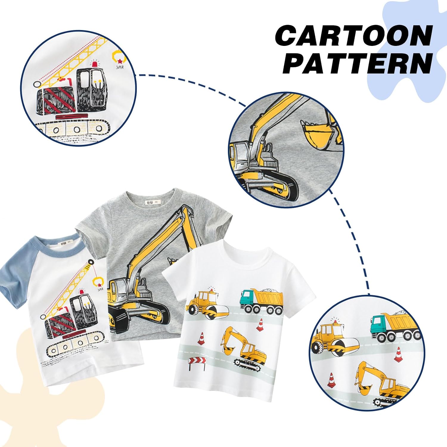Thumbnail 3 de Tshirt Jungen Kurzarm Cartoon Bagger – 3er-Pack aus Baumwolle, 2–7 Jahre