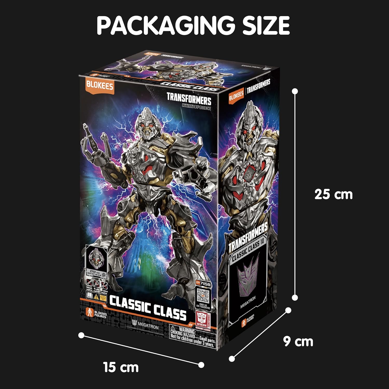 Detalle de BLOKEES Transformers Classic Class 10 : Megatron — Figurine à assembler articulée, 75 pièces, yeux lumineux