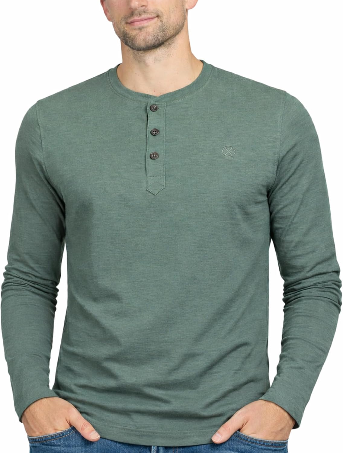 Thumbnail 6 de Xact Men’s Slim Fit Collarless Grandad Henley Long Sleeve T-Shirt (100% Cotton, 200 GSM)