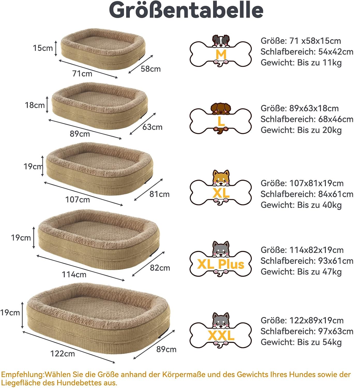 Detalle 2 de Pawk Orthopädisches Hundebett Mittlere Größe – Vierseitige Nackenrolle, Memory Foam, wasserdicht und abnehmbar