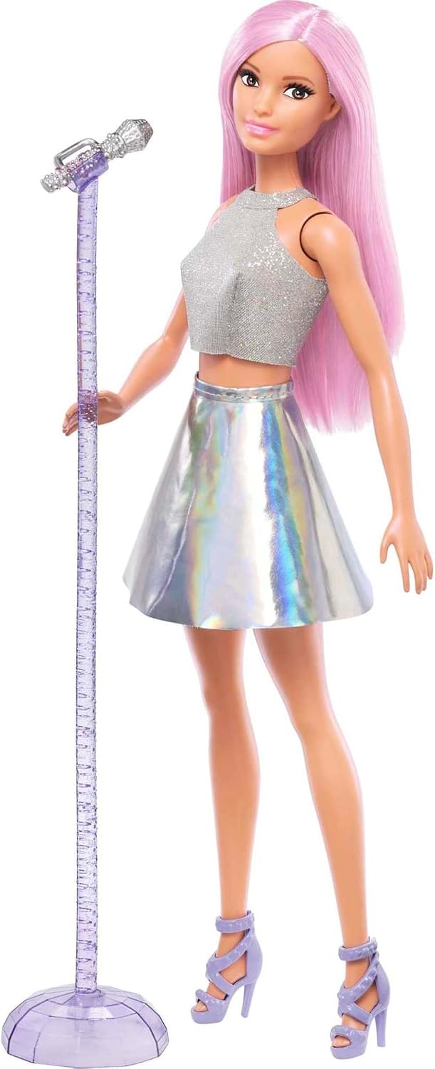 Thumbnail 6 de Coffret Barbie Pop Star (JCW42) – poupée aux cheveux roses, jupe irisée et microphone sur pied
