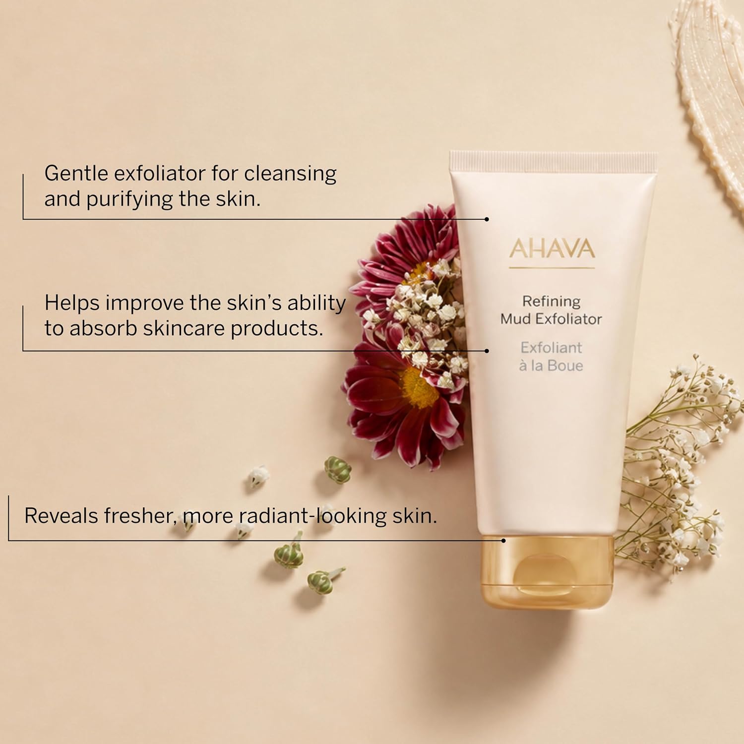 Detalle 2 de AHAVA Facial Mud Exfoliator, 100 ml – Tiefenreinigung mit Totes-Meer-Schlamm
