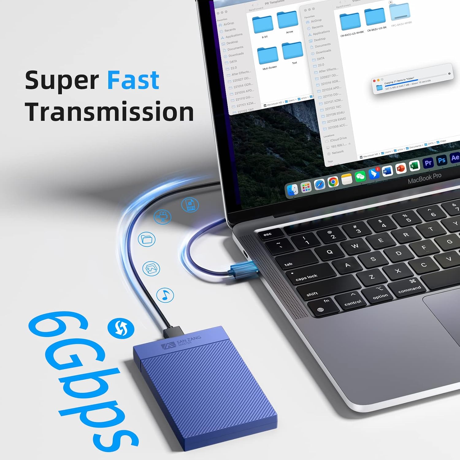 Detalle 2 de Enclosure per disco rigido 2,5" USB 3.0 senza attrezzi (USB-C a A) con supporto UASP e Trim, blu