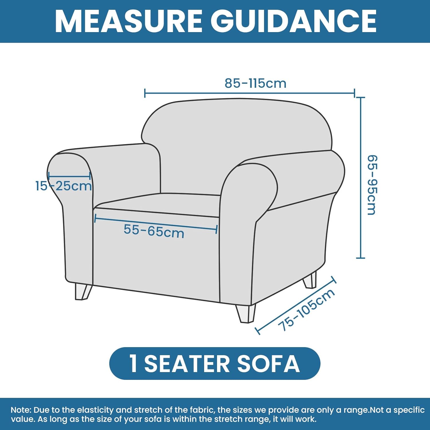 Detalle de Ystyle Housse Canapé 1 Place – Housse Extensible Antidérapante avec Accoudoirs, Lavable et Universelle