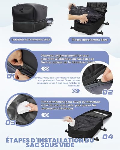 Thumbnail 8 de SZLX Sac à Dos Sous Vide Voyage 40x30x20 avec pompe — Bagage cabine pratique pour avion et ordinateur