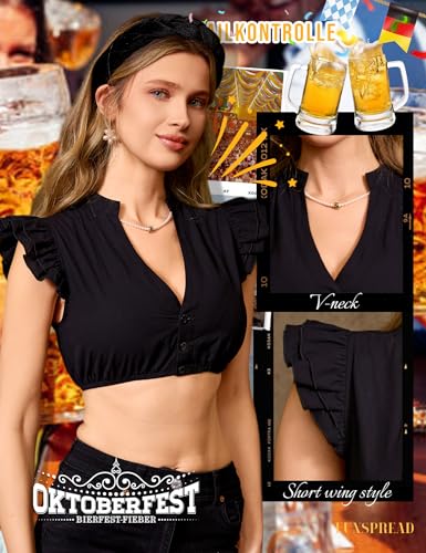 Thumbnail 2 de Funspread Dirndl Bluse Damen Weiß – Kurzarm, V-Ausschnitt, 100% Baumwolle