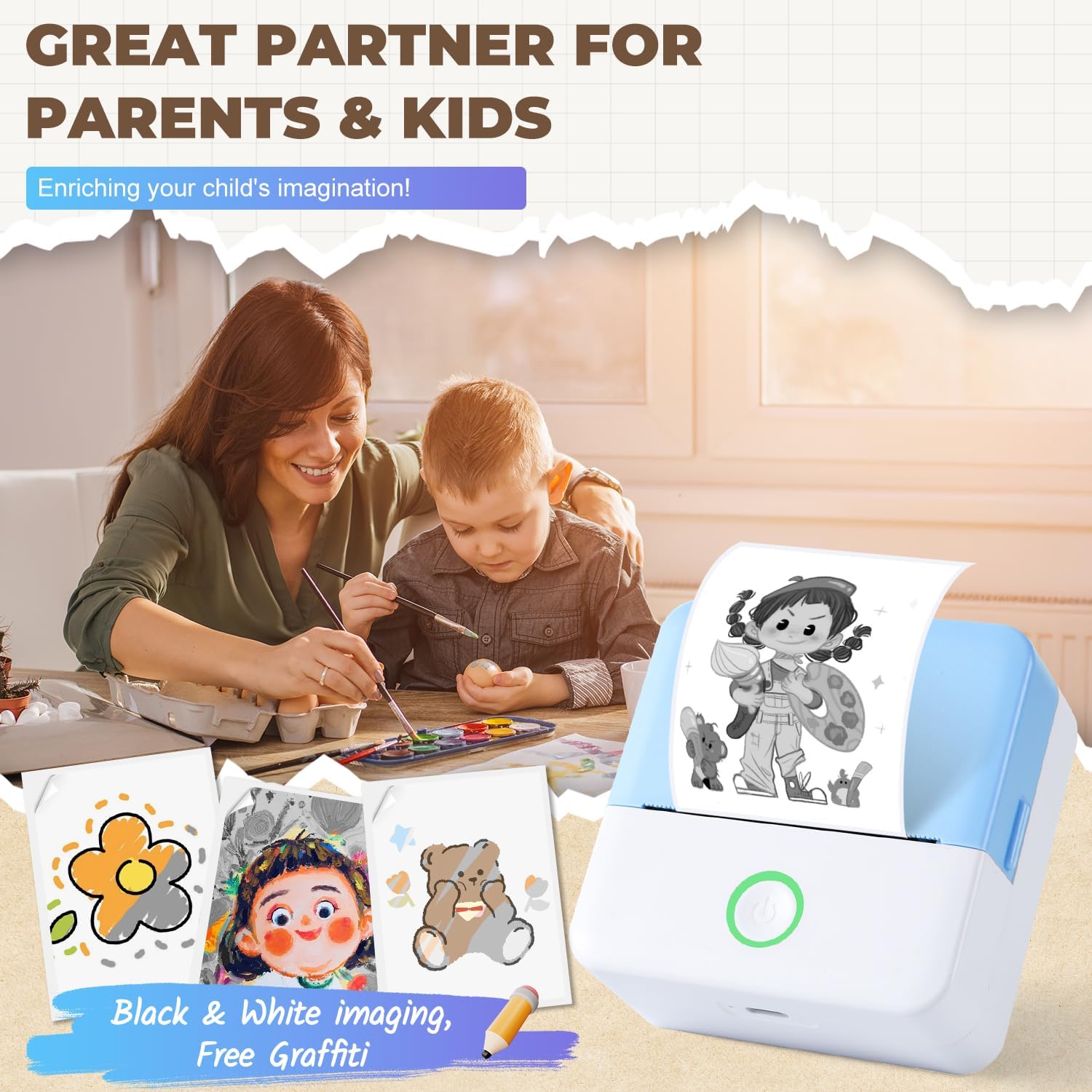 Detalle de PRAOAHEI Mini Drucker 1200 mAh đš