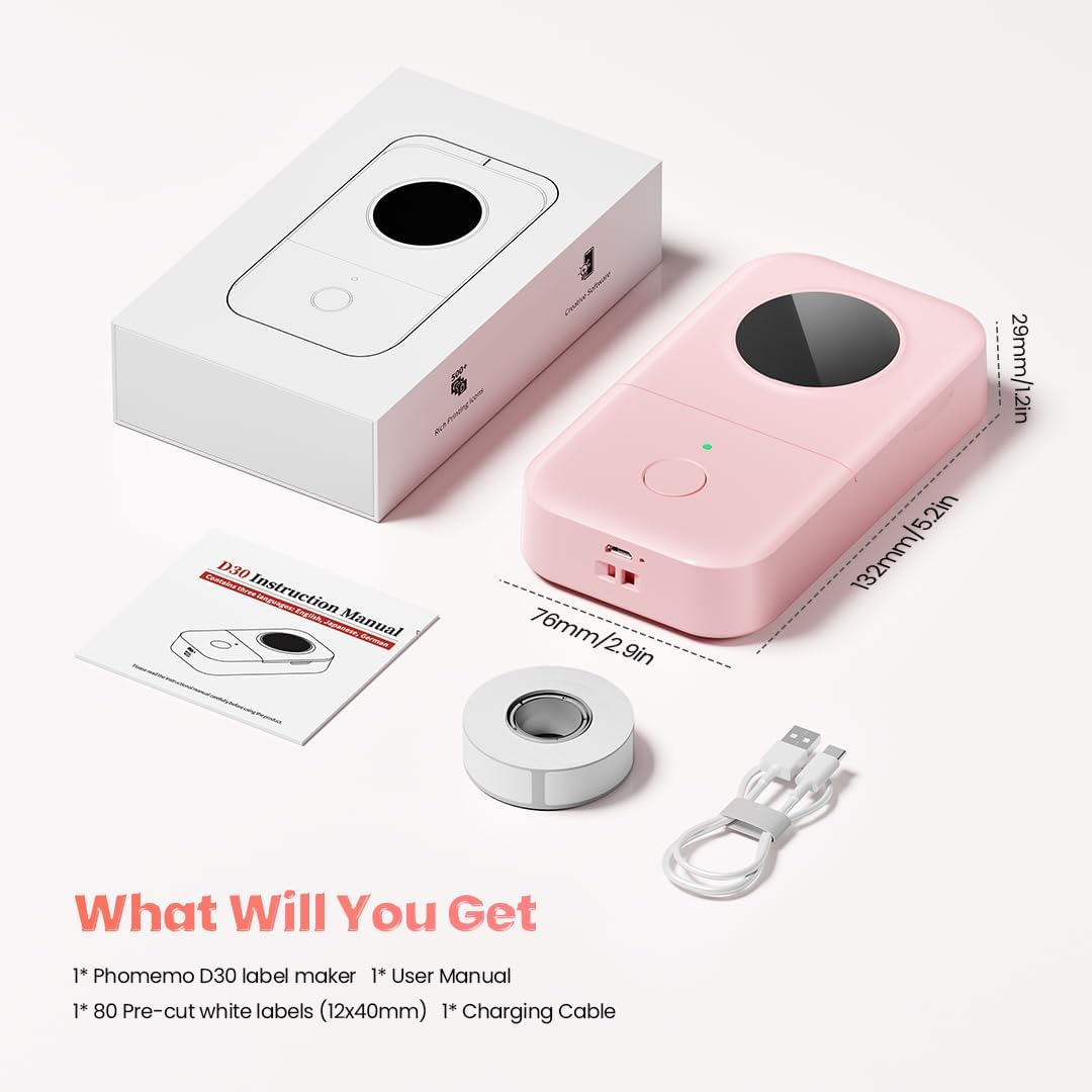 Thumbnail 6 de Phomemo D30 Label Maker: Compact Bluetooth Printer for Home, Classroom, and Small Office