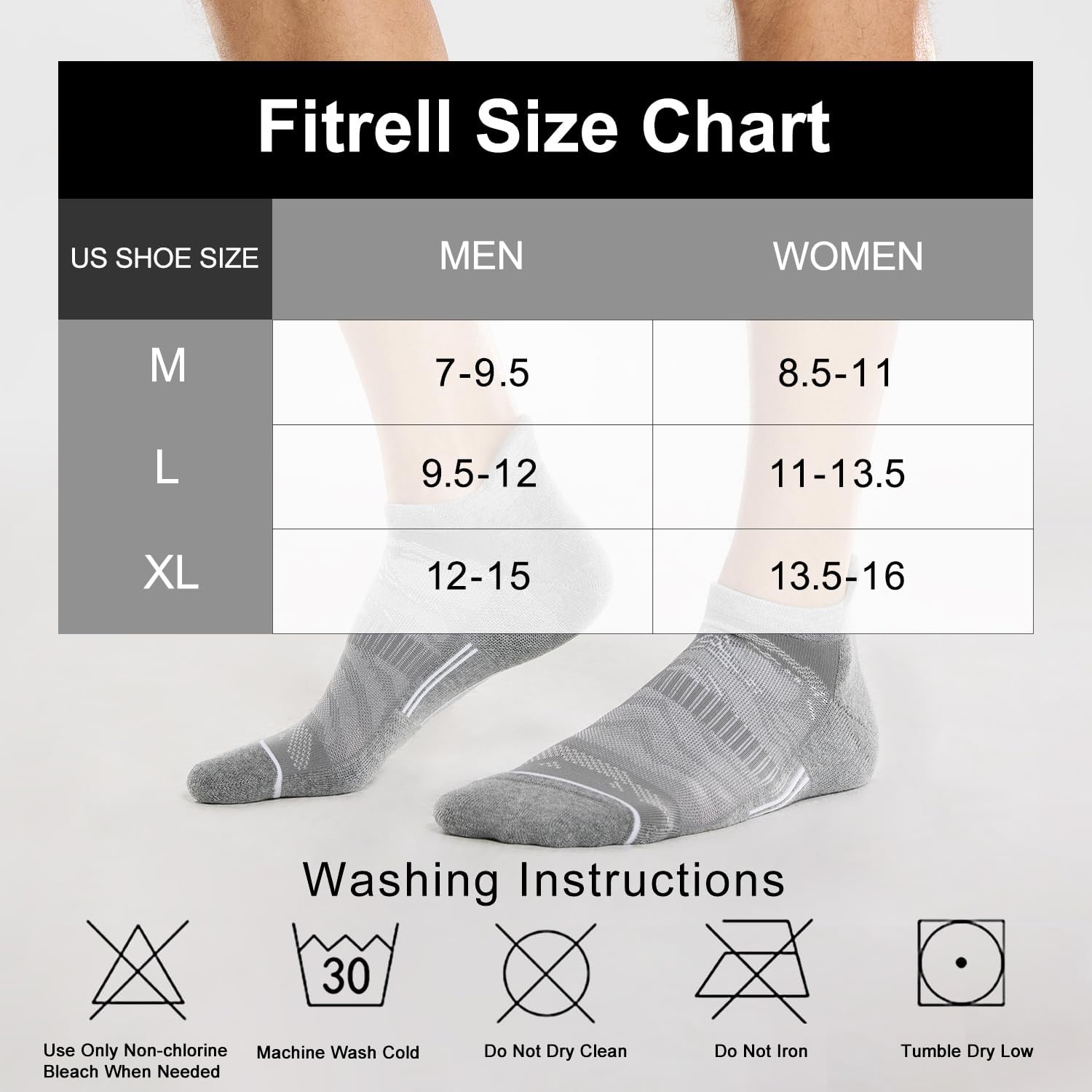 Thumbnail 1 de FITRELL Men's 6 Pack Ankle Running Socks – Low Cut Cushioned Athletic Socks (7-9/9-12/12-15)