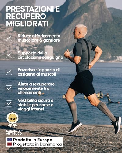 Thumbnail 2 de DANISH ENDURANCE Calze Compressione Graduata 21-26 mmHg, 35-38 (Grigio/Nero) – Compressa e performanti