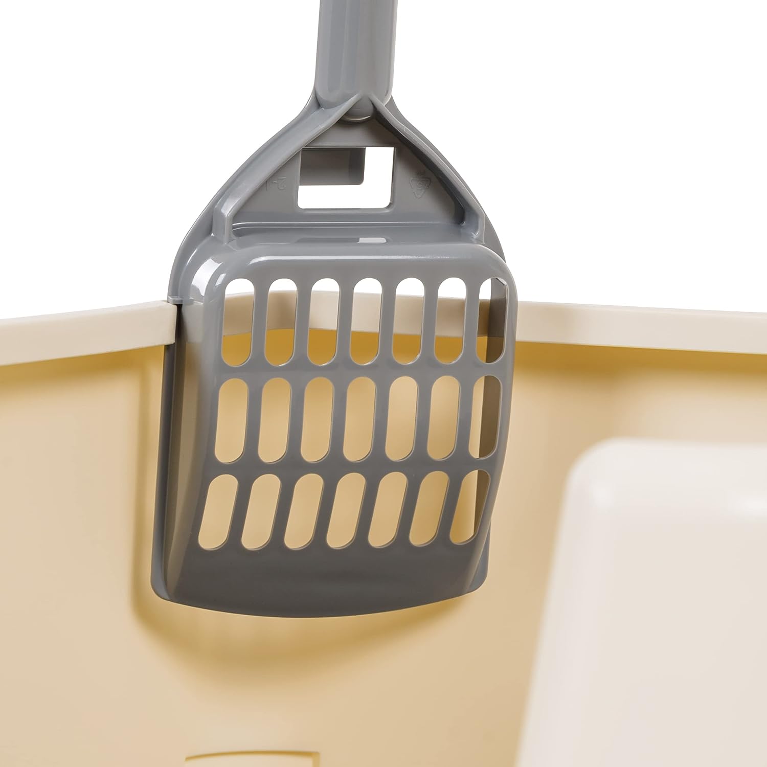 Detalle de Amazon Basics 355558 Large Cat Litter Box, High Sides, Open Top, Scoop Storage