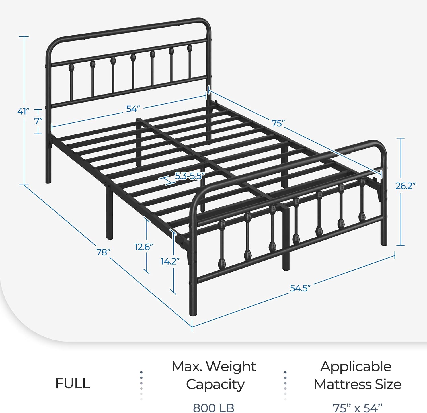 Detalle de Yaheetech Metal Platform Bed Frame, 800 lb Capacity