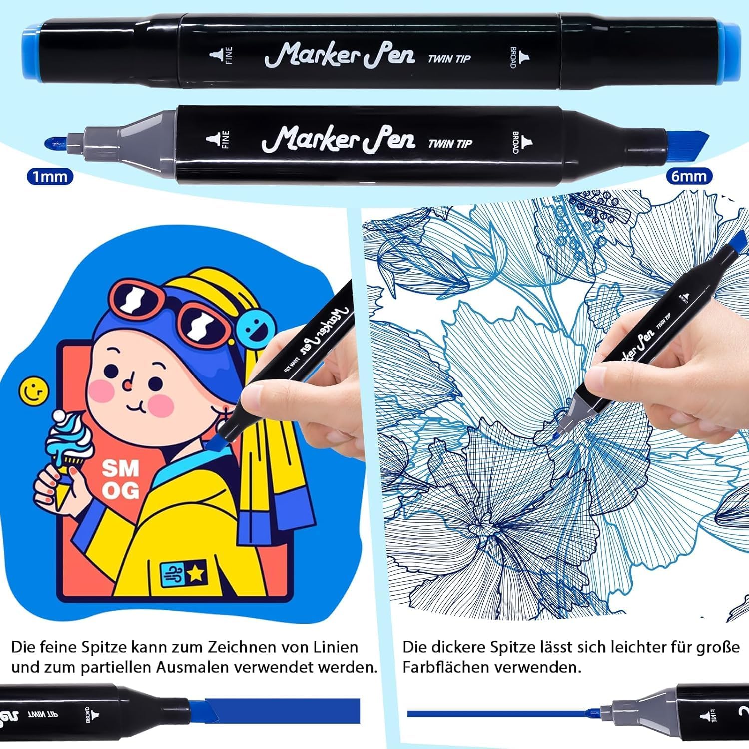 Detalle 2 de TBC The Best Crafts Dual-Tip Alcohol Markers 120 pack ๐