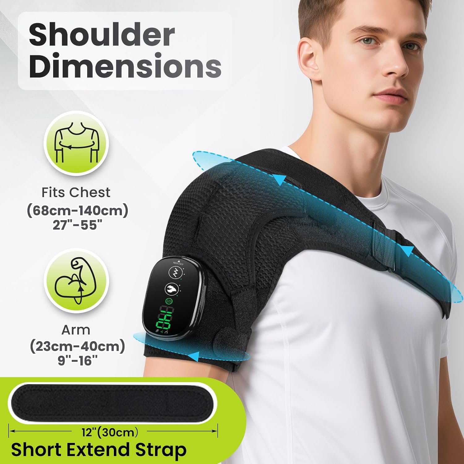 Detalle de Cordless Heated Shoulder Massager Pad with 3-Level Heat, 3 Modes, and 5000mAh Battery