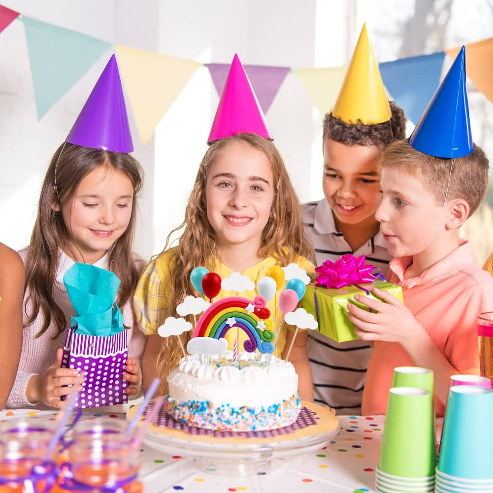 Thumbnail 5 de OSDUE Tortendeko Geburtstag-Set mit Regenbogenbrücke, Luftballons & Wolken (Happy Birthday, Einhorn/Macaron-Kuchen-Topper)