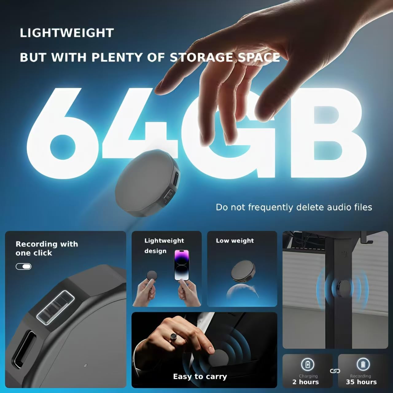 Thumbnail 5 de NekSide 64GB Magnetic Voice Recorder