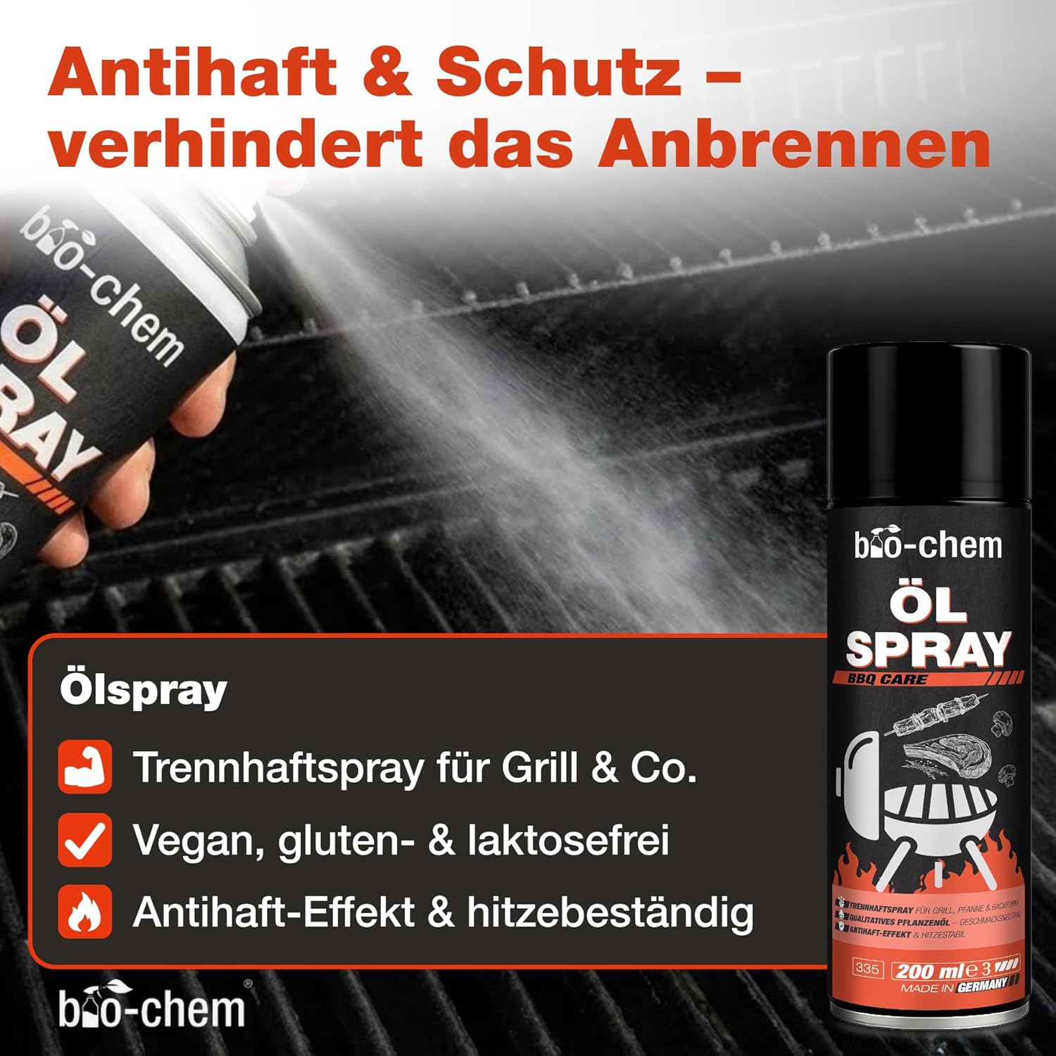 Thumbnail 5 de bio-chem Grillreiniger Set 3-teilig: Fettlöser, Rauchharz-Entferner & Öl-Spray für Gasgrill, Backofen und Edelstahl