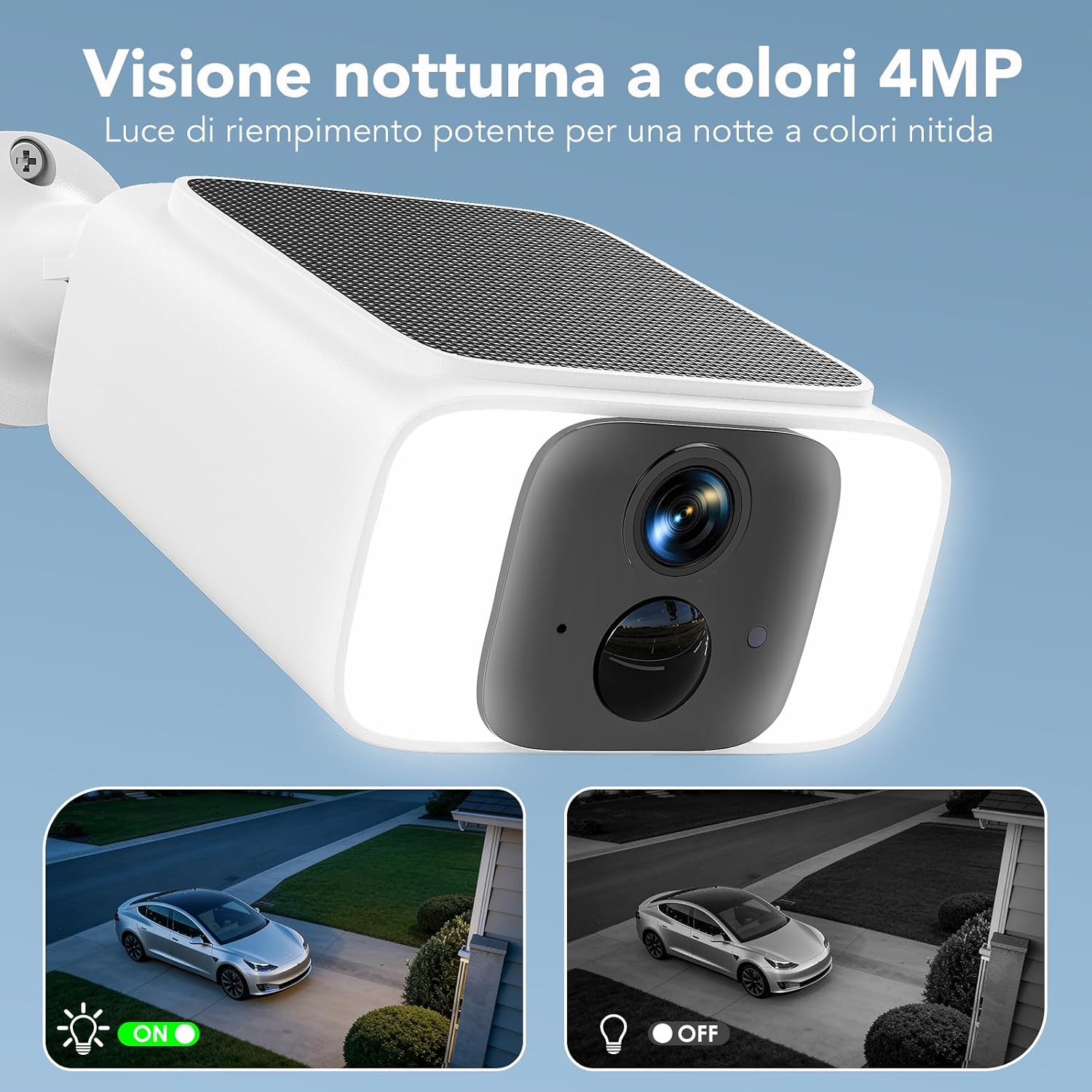 Detalle de GNCC 2K 4MP Telecamera Wi-Fi Esterna Senza Fili con Pannello Solare Integrato – Sorveglianza 365, Visione Notturna a Colori e PIR