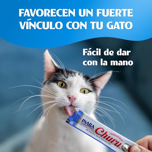 Detalle de INABA Churu Gatos: 6 Recetas de Snacks Saludables a Base de Atún y Pollo, 1,68 kg (120 Tubos x 14 g)