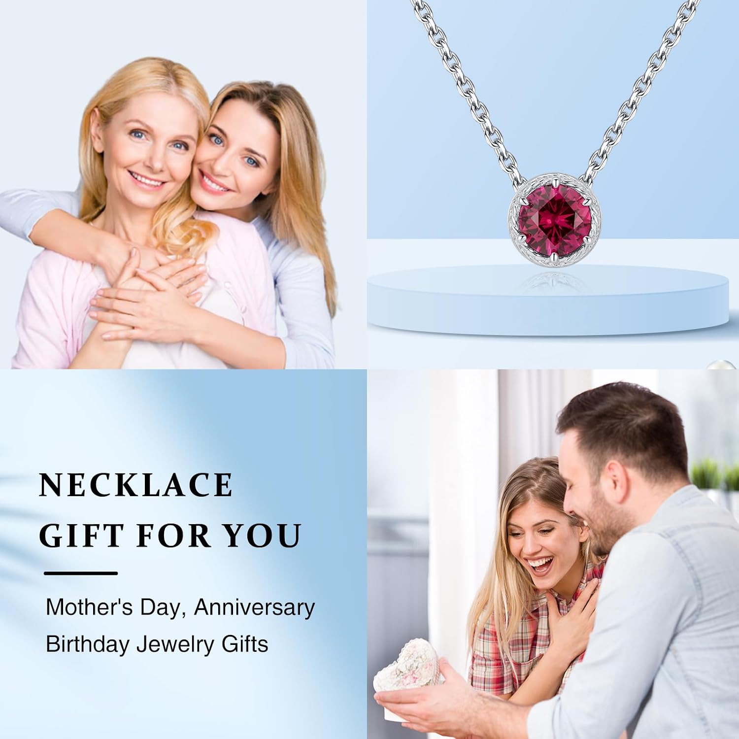 Thumbnail 2 de Presentski Birthstone Pendant Necklace 925 Silver