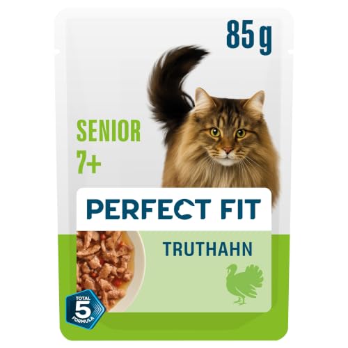 Detalle de PERFECT FIT Katzenfutter-Portionsbeutel Senior 7+, Truthahn & Karotten – 12 x 85 g (Mars)