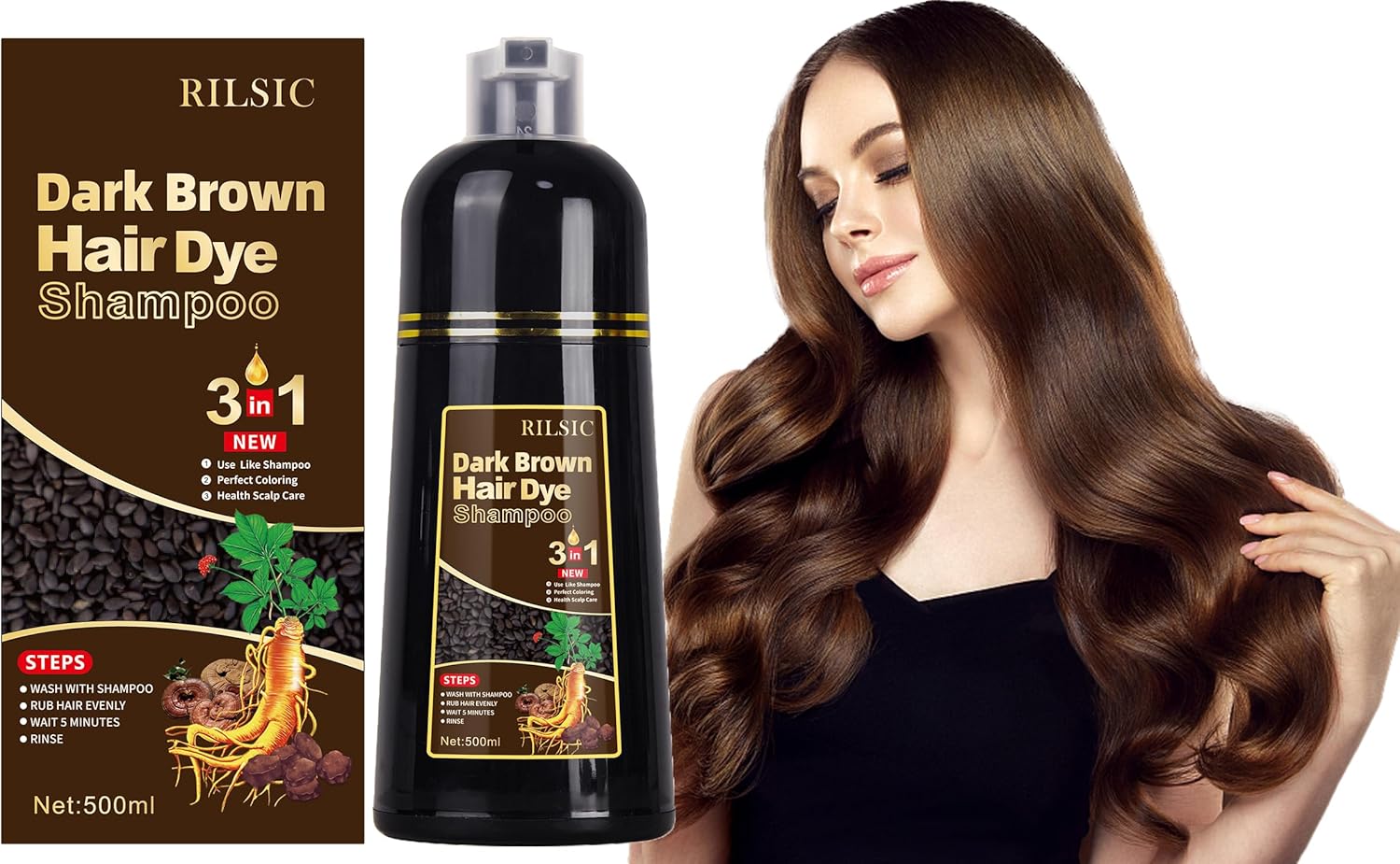 Detalle de JELMOK 3 in 1 shampoo tinta nero 500 ml