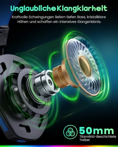 Thumbnail 7 de WESEARY Gaming Headset Wireless mit Mikrofon – kompatibel mit PS5, PS4, PC, Switch