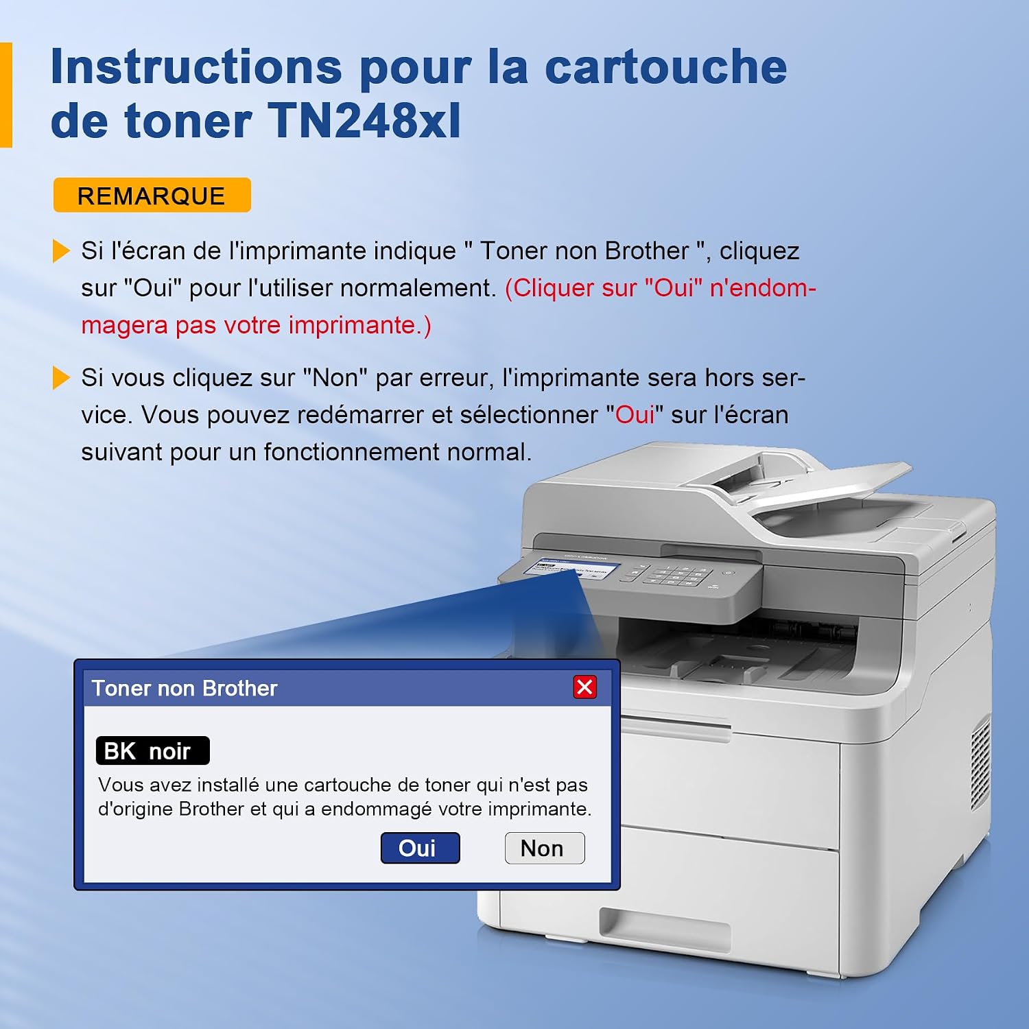 Detalle de Toner TN248XL compatible Brother (pack couleur + noir) – TN248 / TN248XL pour HL-L3240CDW, MFC-L8390CDW et plus