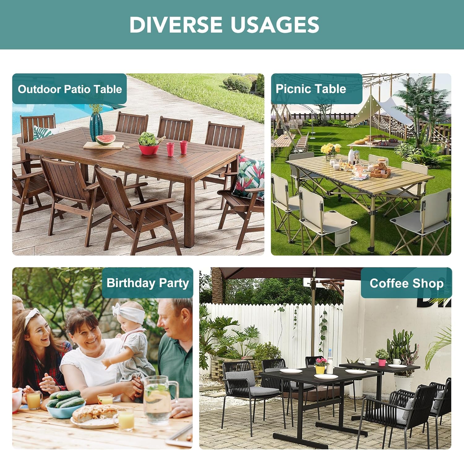 Thumbnail 6 de LUSHVIDA Outdoor Tablecloth with Umbrella Hole (60x84 Inches) — Linen-Look, Water-Resistant Polyester
