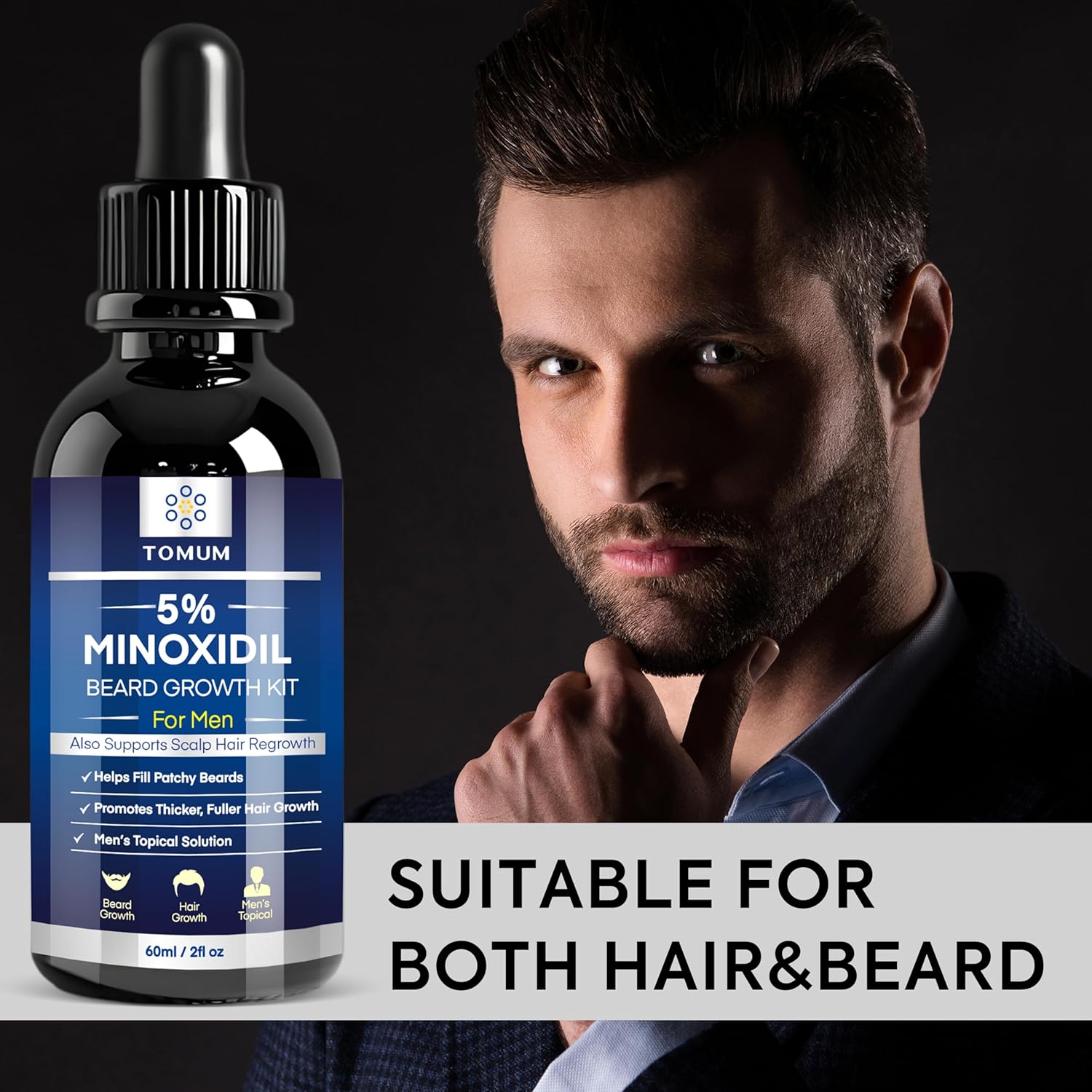 Thumbnail 6 de TOMUM 5% Minoxidil Beard Growth Kit for Men – Hair & Beard Regrowth Serum