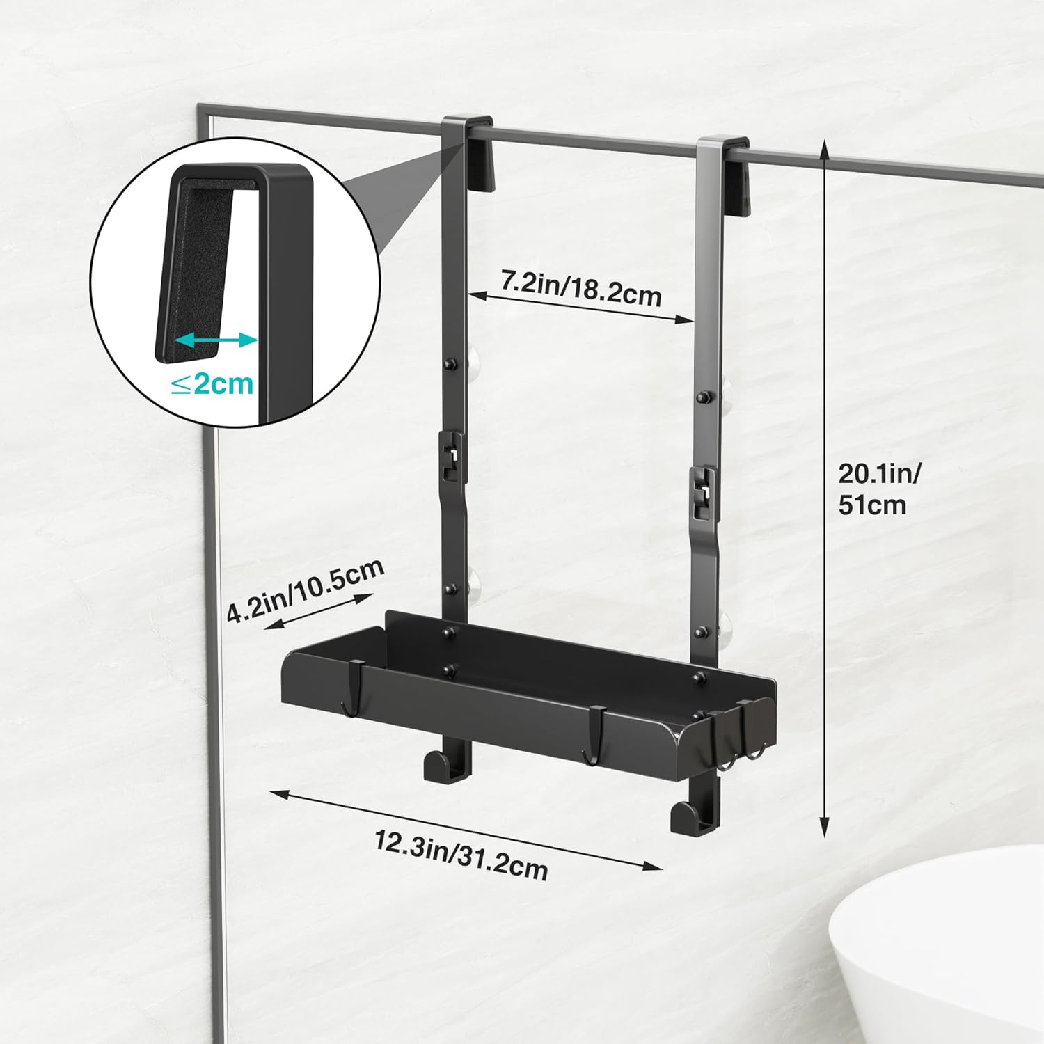 Thumbnail 2 de pickpiff Duschregal ohne Bohren mit 4 Haken, 31,2 x 10,5 cm – Duschablage zum Aufhängen