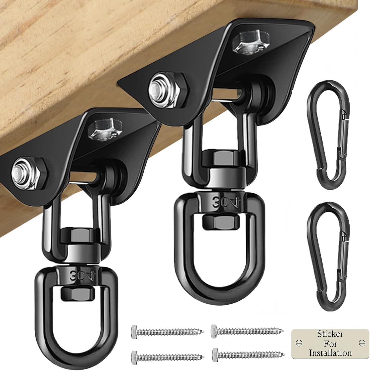 Detalle de Aisto Heavy-Duty Swing Hangers, Stainless Steel 360° Swivel, 2-Pack