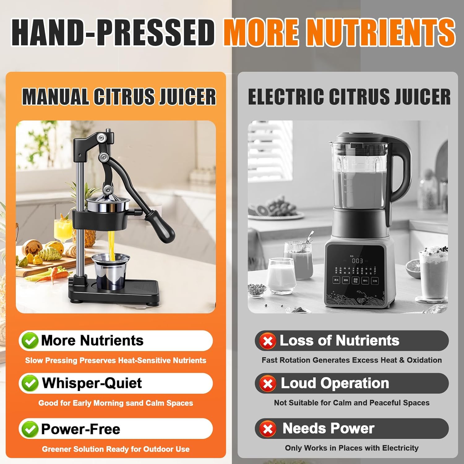 Thumbnail 4 de ASIALEO Manual Cast Iron Citrus Juicer (Black) – Heavy-Duty Countertop Hand Press for Oranges, Lemons & Limes