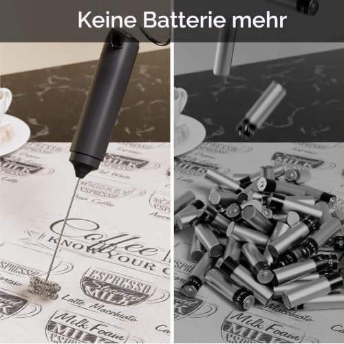 Thumbnail 1 de New England Stories Wiederaufladbarer Milchaufschäumer – 2-in-1 Doppelfeder-Schneebesen (USB, kabellos)