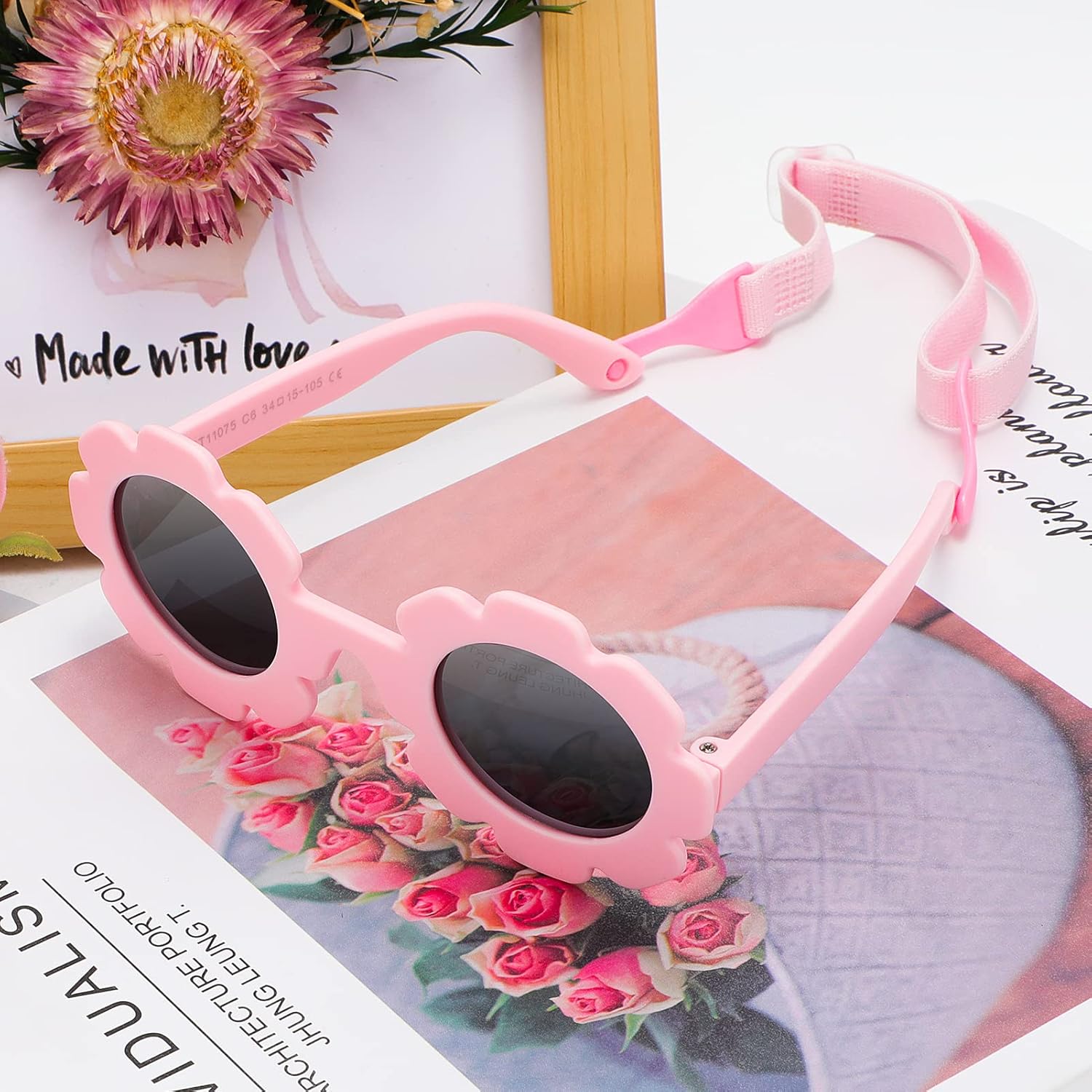 Thumbnail 3 de Hifot baby sunglasses with strap – cute flower polarised sunglasses with UV400 protection (0–24 months)