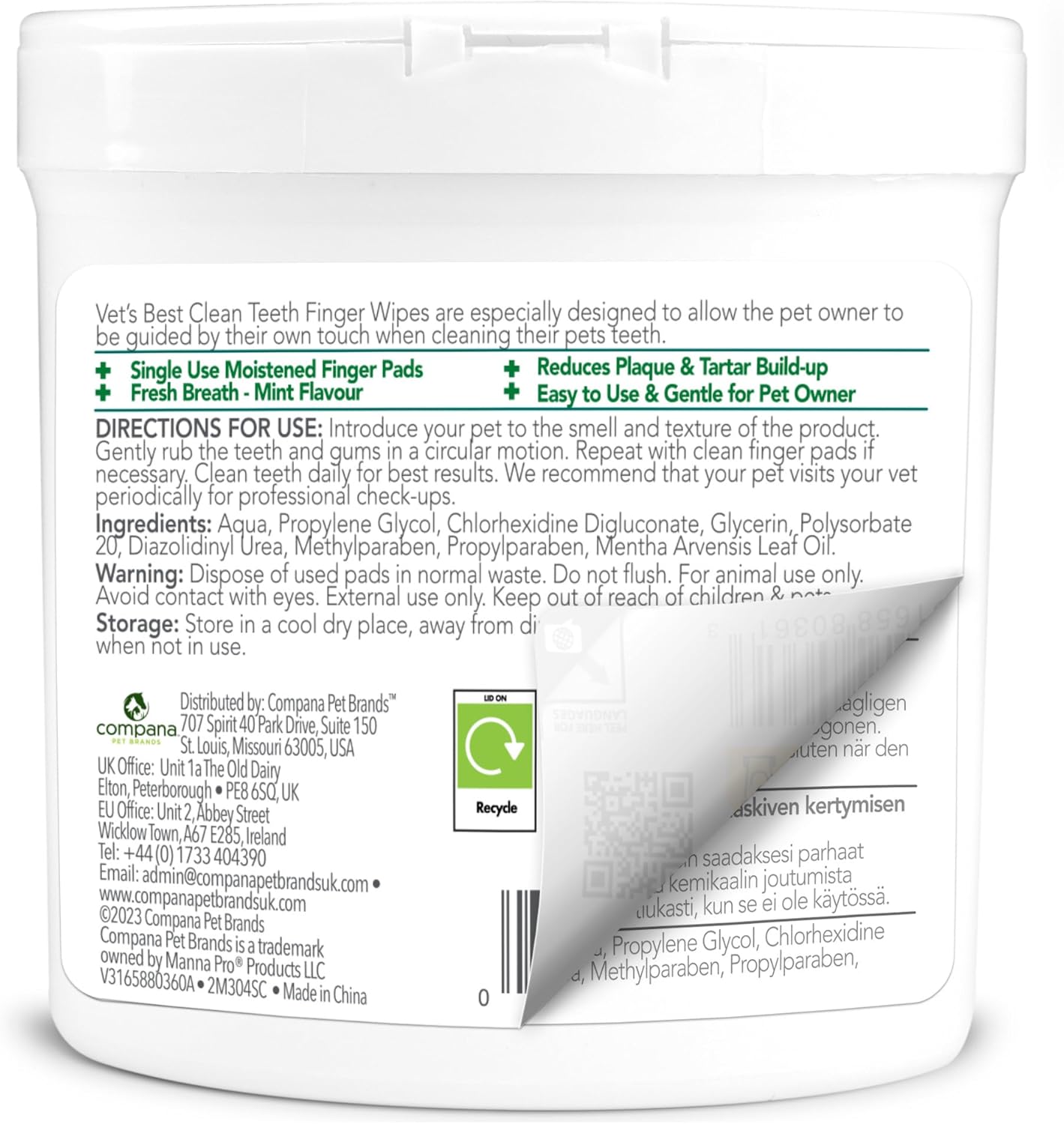 Detalle de Vet's Best Dental Care Finger Wipes for Dogs & Cats – 50 Disposable Wipes