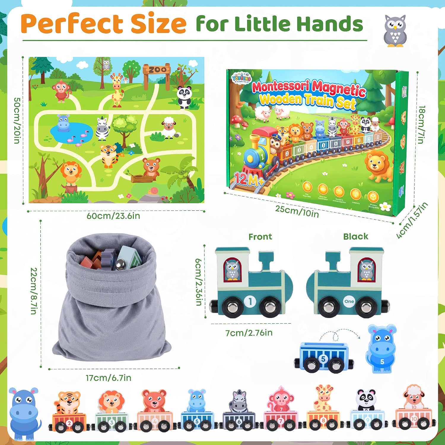 Thumbnail 6 de Toys for 1–3 Year Olds: Magnetic Wooden Animal Train Set
