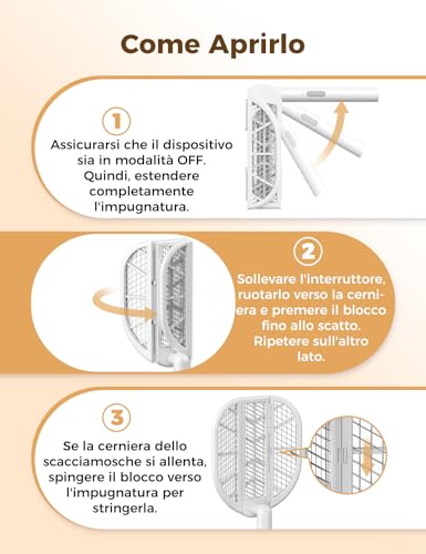 Detalle de AROEVE Racchetta Zanzare Elettrica Pieghevole 4000V, 1500mAh