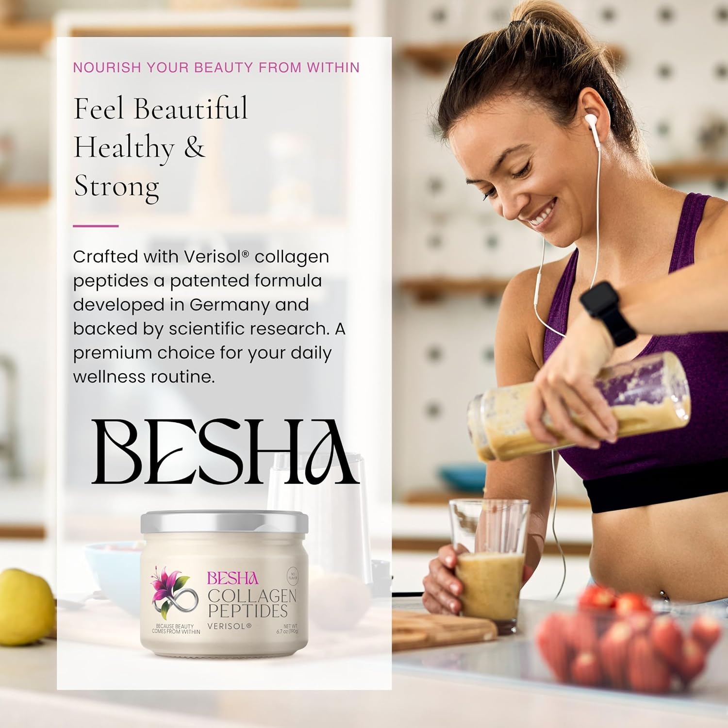 Detalle 1 de BESHA INC Verisol Collagen Bioactive Peptides Powder, Pure Formula, 2-Month Supply
