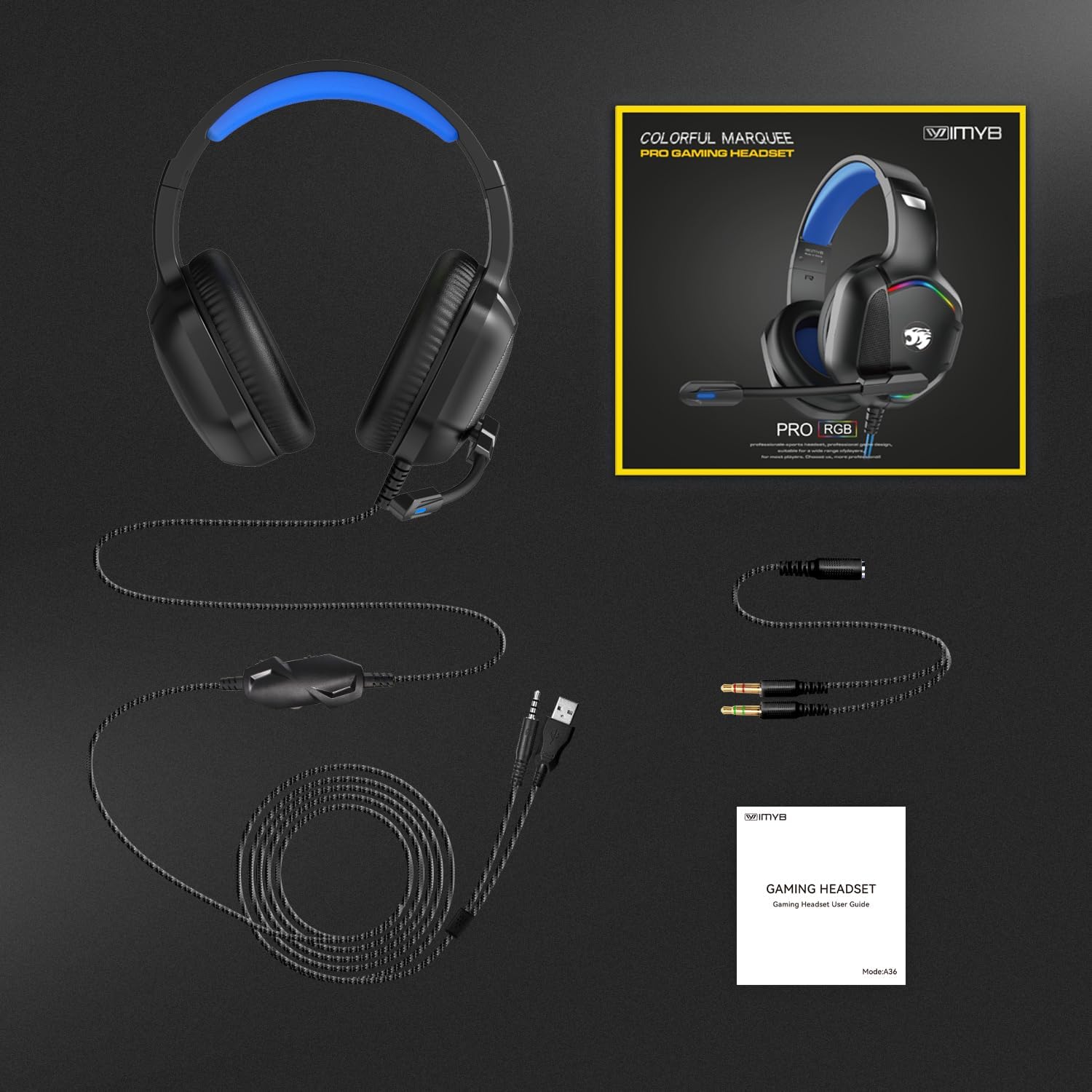 Thumbnail 6 de IMYB A36 gaming headset with noise‑cancelling mic