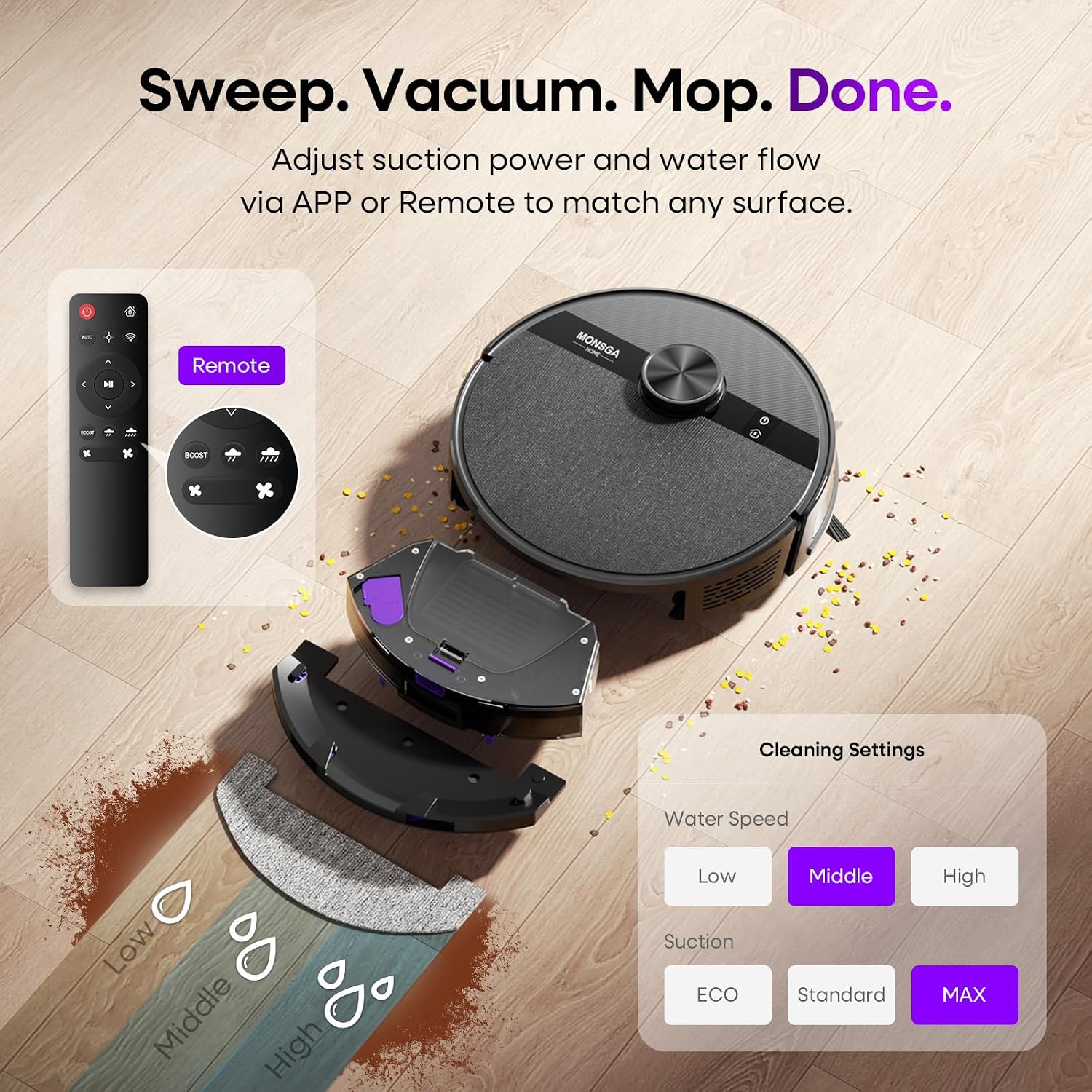 Thumbnail 2 de MONSGA MS1 Robot Vacuum Cleaner 7000Pa
