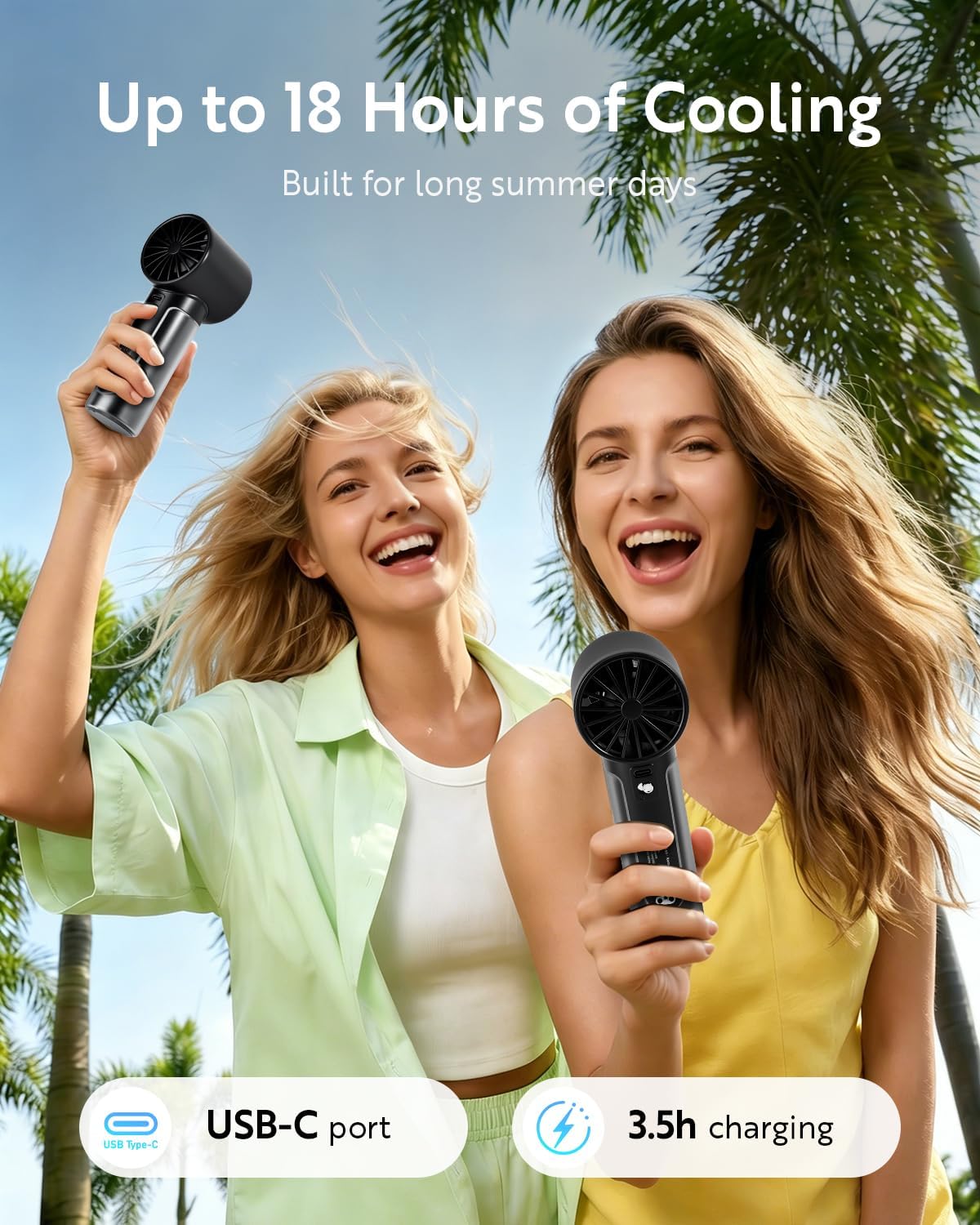 Thumbnail 2 de CHEERAIR Handheld Portable Fan: 5000mAh USB-C Rechargeable Personal Fan with 0–100 Speed, 18-Hour Runtime and Real-Time LED Display
