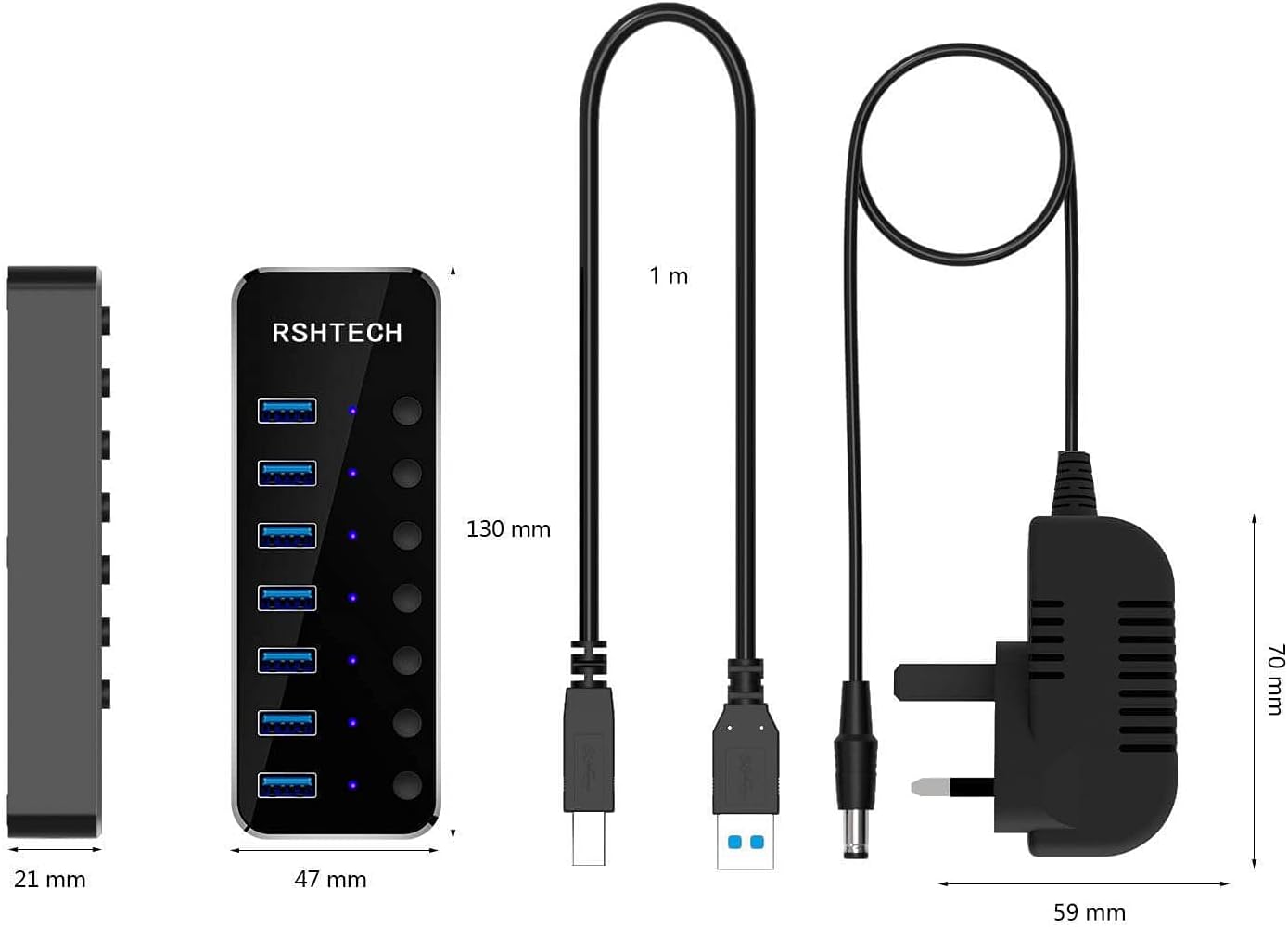 Thumbnail 5 de RSHTECH RSH-518 7‑port USB 3.0 Hub