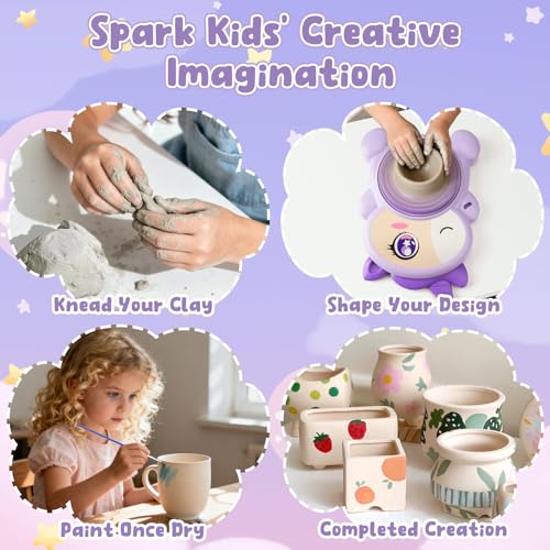 Detalle de Torno de Alfarería para Niños de Luxfizz | Kit completo de pintura y arcilla para 6–14 años