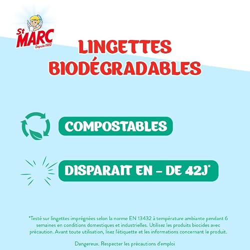Thumbnail 4 de St Marc Lingettes Nettoyantes Désinfectantes 0% Résidus Agressifs, Compostable – Lot de 42 lingettes × 5 (210 totales)